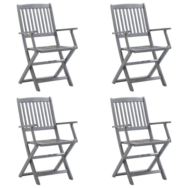 Chaises pliables d'extérieur lot de 4 et coussins Bois d'acacia