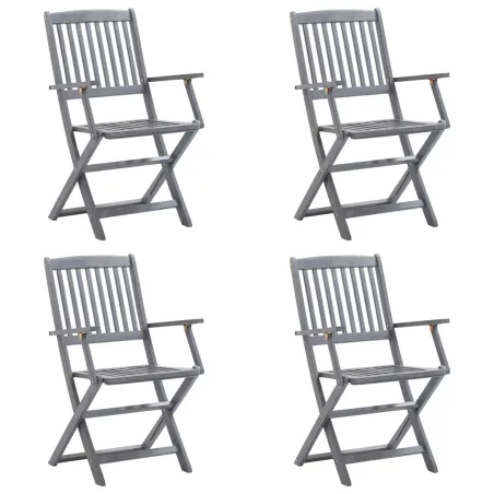 Chaises pliables d'extérieur lot de 4 et coussins Bois d'acacia