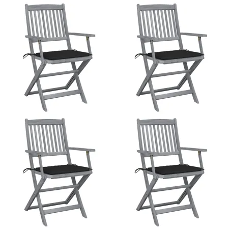 Chaises pliables d'extérieur lot de 4 et coussins Bois d'acacia