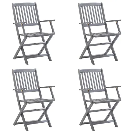 Chaises pliables d'extérieur lot de 4 et coussins Bois d'acacia 2