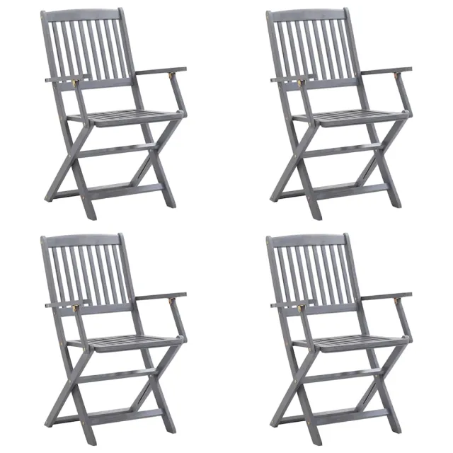 Chaises pliables d'extérieur lot de 4 et coussins Bois d'acacia