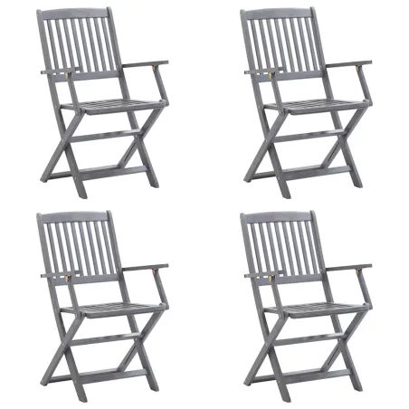 Chaises pliables d'extérieur lot de 4 et coussins Bois d'acacia