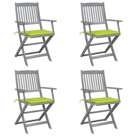 Chaises pliables d'extérieur lot de 4 et coussins Bois d'acacia