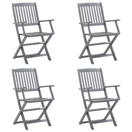 Chaises pliables d'extérieur lot de 4 et coussins Bois d'acacia 2