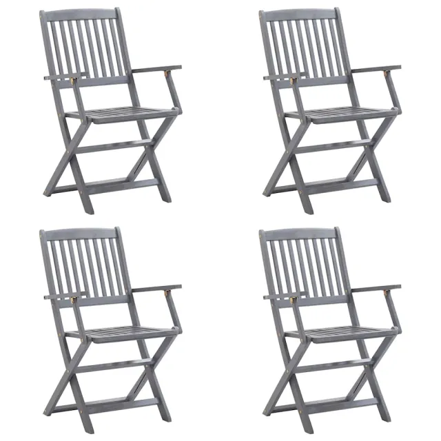 Chaises pliables d'extérieur lot de 4 et coussins Bois d'acacia