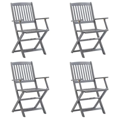 Chaises pliables d'extérieur lot de 4 et coussins Bois d'acacia