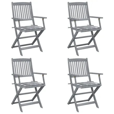 Chaises pliables d'extérieur lot de 4 et coussins Bois d'acacia