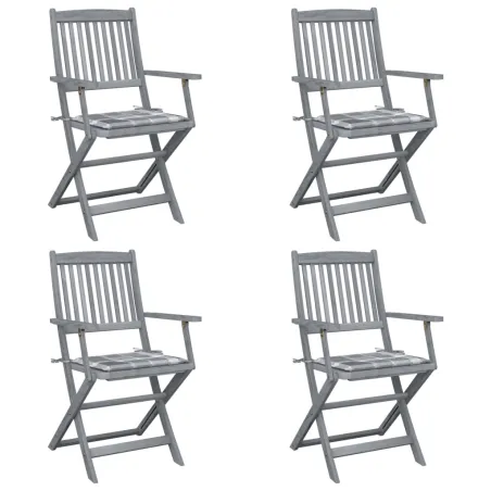 Chaises pliables d'extérieur lot de 4 et coussins Bois d'acacia