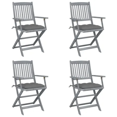 Chaises pliables d'extérieur lot de 4 et coussins Bois d'acacia