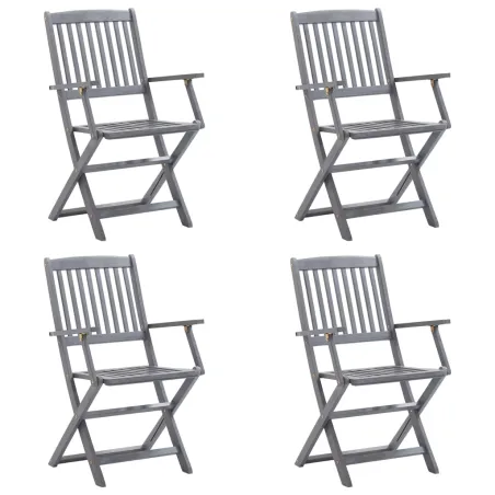 Chaises pliables d'extérieur lot de 4 et coussins Bois d'acacia