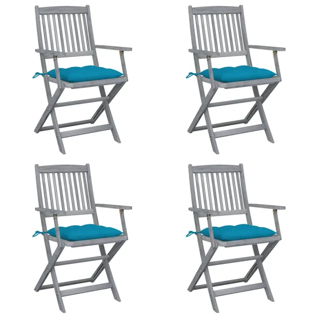 Chaises pliables d'extérieur lot de 4 et coussins Bois d'acacia
