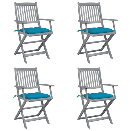 Chaises pliables d'extérieur lot de 4 et coussins Bois d'acacia