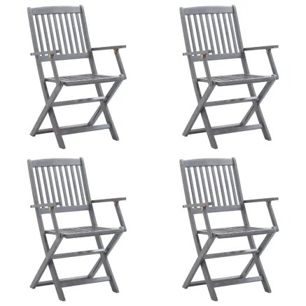 Chaises pliables d'extérieur lot de 4 et coussins Bois d'acacia 2