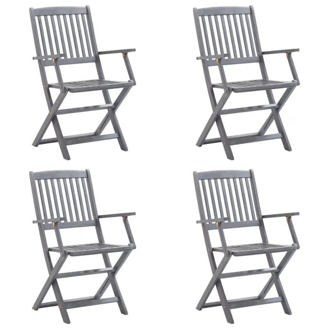 Chaises pliables d'extérieur lot de 4 et coussins Bois d'acacia