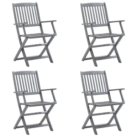 Chaises pliables d'extérieur lot de 4 et coussins Bois d'acacia 2