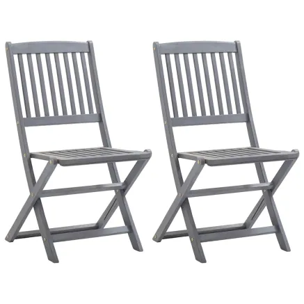 Chaises pliables d'extérieur lot de 2 et coussins Bois d'acacia 2