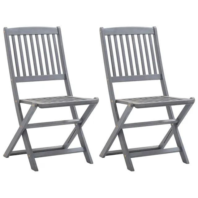 Chaises pliables d'extérieur lot de 2 et coussins Bois d'acacia