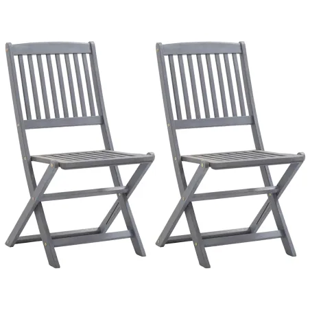 Chaises pliables d'extérieur lot de 2 et coussins Bois d'acacia