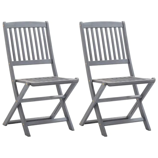 Chaises pliables d'extérieur lot de 2 et coussins Bois d'acacia