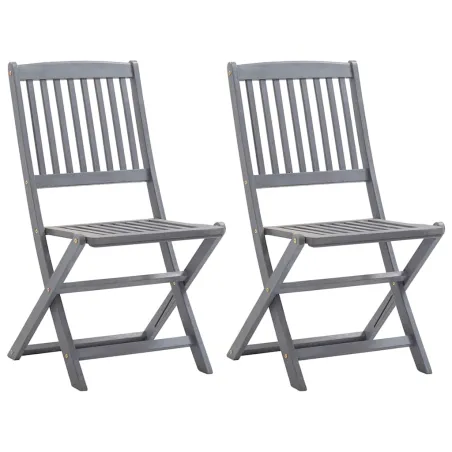 Chaises pliables d'extérieur lot de 2 et coussins Bois d'acacia