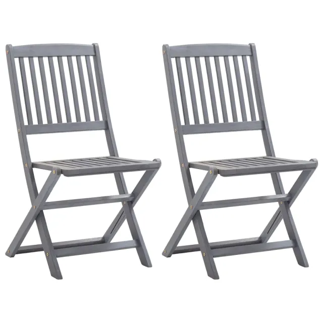 Chaises pliables d'extérieur lot de 2 et coussins Bois d'acacia