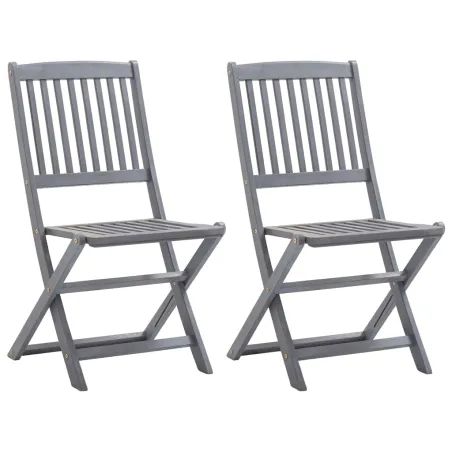Chaises pliables d'extérieur lot de 2 et coussins Bois d'acacia
