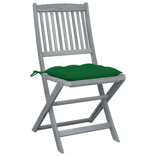Chaises pliables d'extérieur lot de 2 et coussins Bois d'acacia