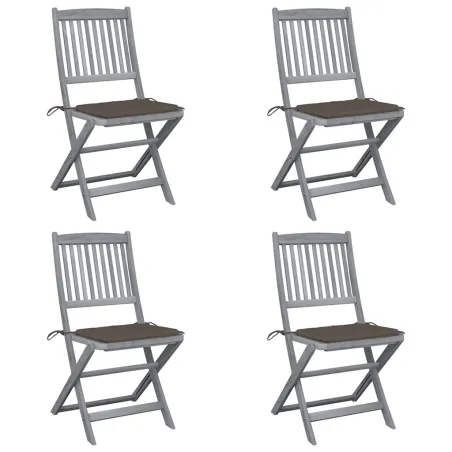 Chaises pliables d'extérieur lot de 4 et coussins Bois d'acacia