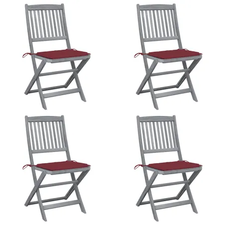 Chaises pliables d'extérieur lot de 4 et coussins Bois d'acacia