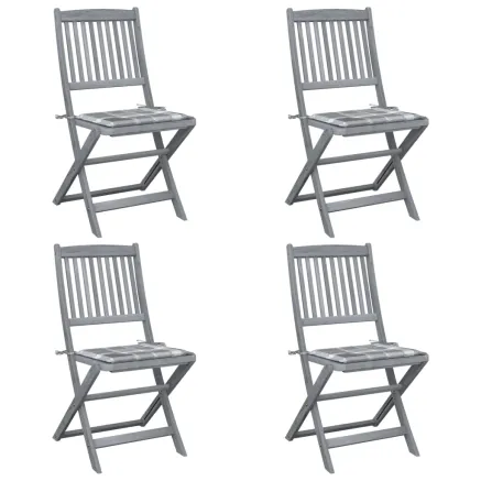 Chaises pliables d'extérieur lot de 4 et coussins Bois d'acacia