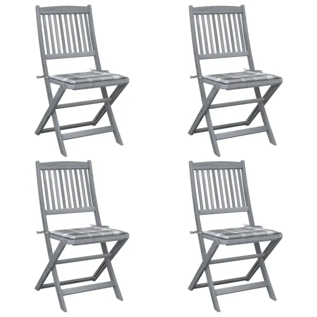 Chaises pliables d'extérieur lot de 4 et coussins Bois d'acacia