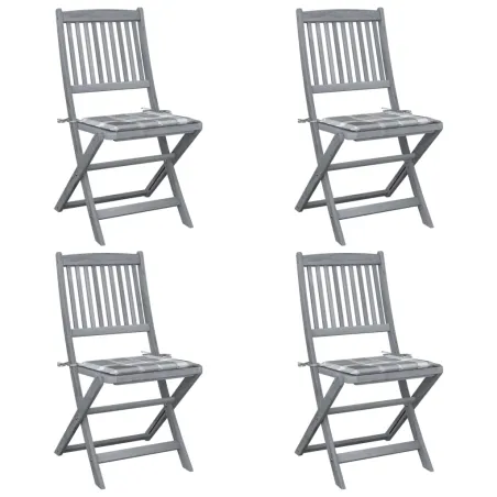 Chaises pliables d'extérieur lot de 4 et coussins Bois d'acacia