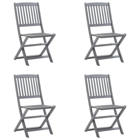 Chaises pliables d'extérieur lot de 4 et coussins Bois d'acacia