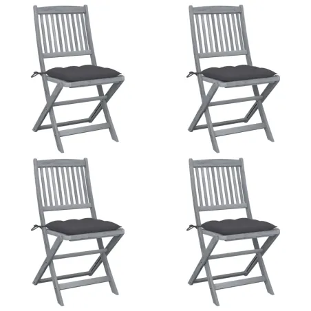 Chaises pliables d'extérieur lot de 4 et coussins Bois d'acacia