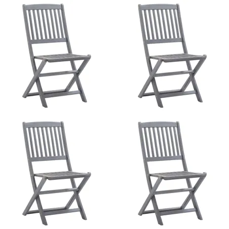 Chaises pliables d'extérieur lot de 4 et coussins Bois d'acacia