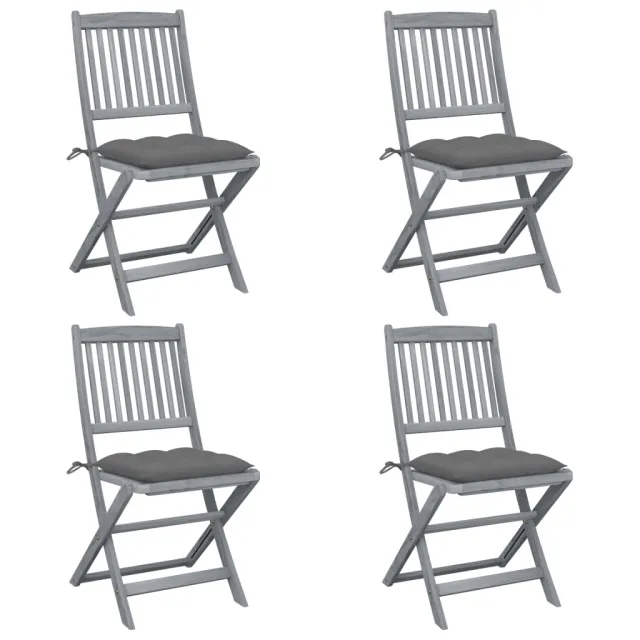 Chaises pliables d'extérieur lot de 4 et coussins Bois d'acacia