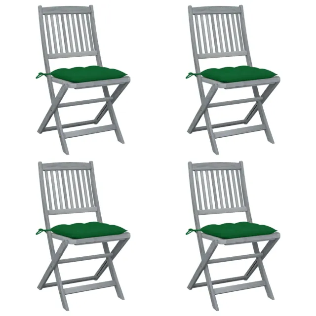 Chaises pliables d'extérieur lot de 4 et coussins Bois d'acacia