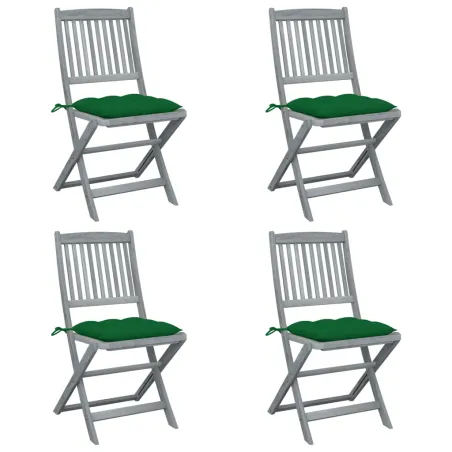 Chaises pliables d'extérieur lot de 4 et coussins Bois d'acacia