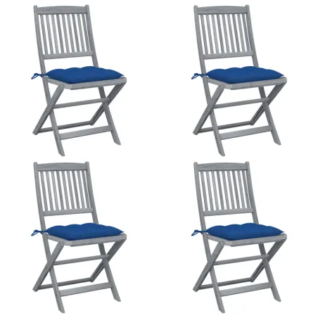 Chaises pliables d'extérieur lot de 4 et coussins Bois d'acacia