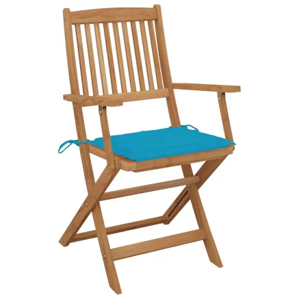 Chaises pliables de jardin lot de 4 avec coussins Bois d'acacia 2