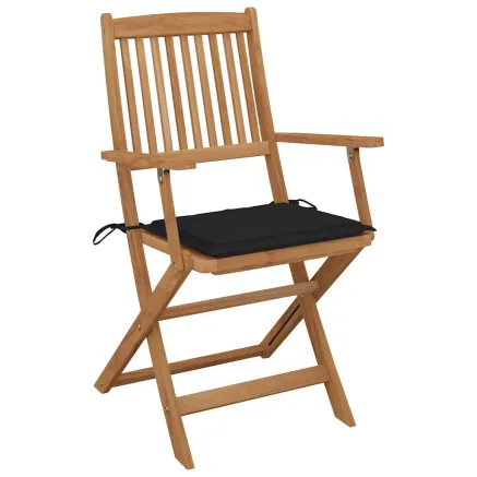 Chaises pliables de jardin lot de 4 avec coussins Bois d'acacia 2