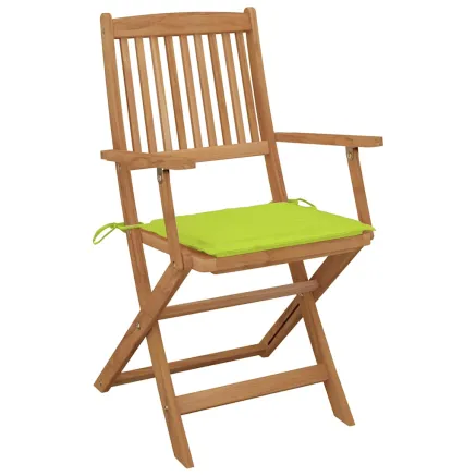 Chaises pliables de jardin lot de 4 avec coussins Bois d'acacia 2