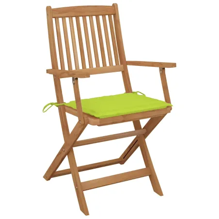 Chaises pliables de jardin lot de 4 avec coussins Bois d'acacia