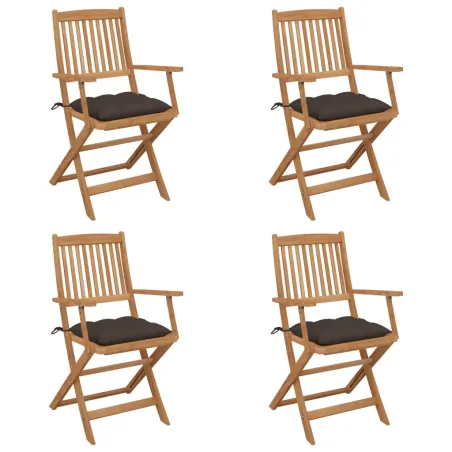 Chaises pliables de jardin lot de 4 avec coussins Bois d'acacia