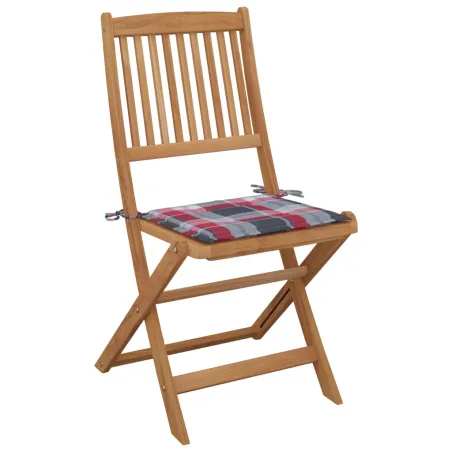 Chaises pliables de jardin lot de 2 avec coussins Bois d'acacia