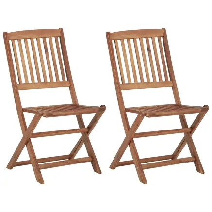 Chaises pliables de jardin lot de 2 avec coussins Bois d'acacia 2