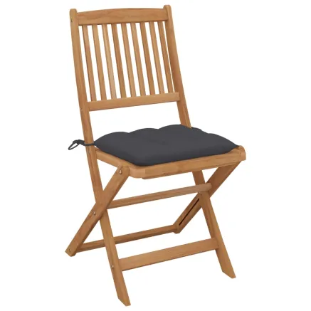 Chaises pliables de jardin lot de 2 avec coussins Bois d'acacia 2