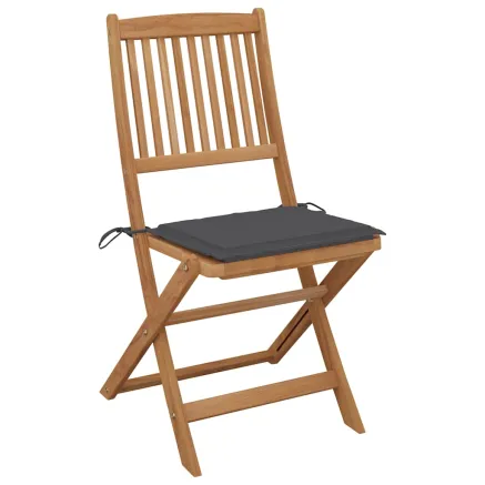 Chaises pliables de jardin lot de 4 avec coussins Bois d'acacia 2