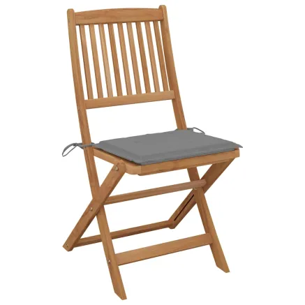 Chaises pliables de jardin lot de 4 avec coussins Bois d'acacia 2