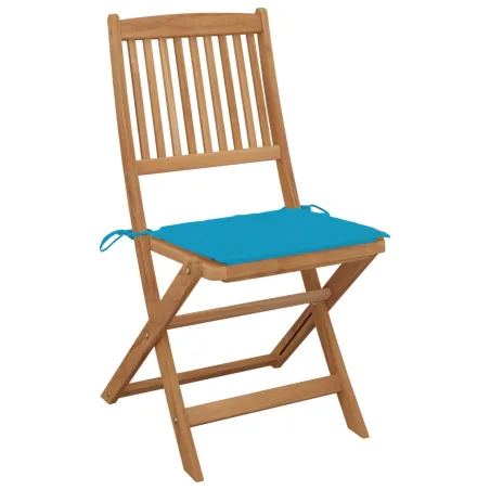 Chaises pliables de jardin lot de 4 avec coussins Bois d'acacia